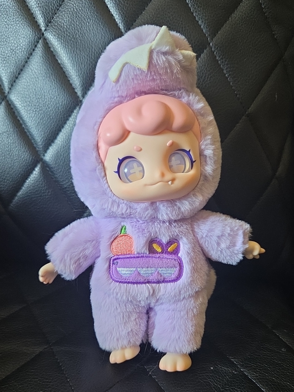 Plush Lavender Baby Doll in Purple Fuzzy Onesie